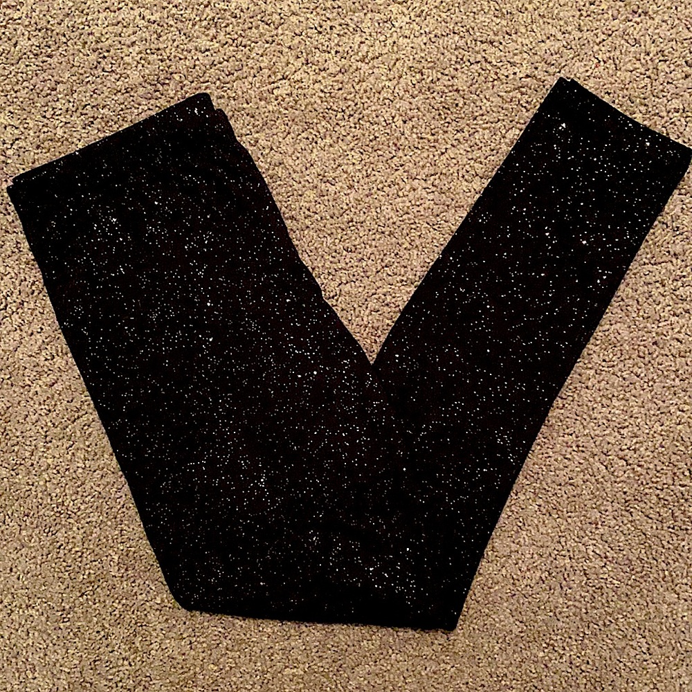 Girls 16 Black Sparkly Leggings
